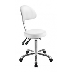 Фризьорска табуретка с облегалка Comfort 53/73 см - бяла/сива