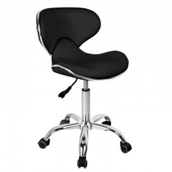 Фризьорска табуретка с облегалка Gabbiano Q-4599  78/93 см - бяла/черна